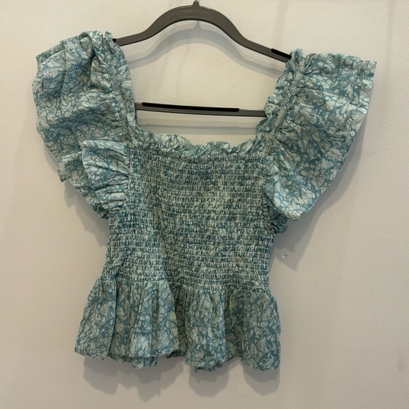 Anthropologie Love the Label Smocked Peplum Top - Picture 1 of 9